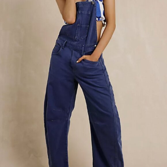 Free People Good Luck Barrel Overalls - Picture 1 of 4